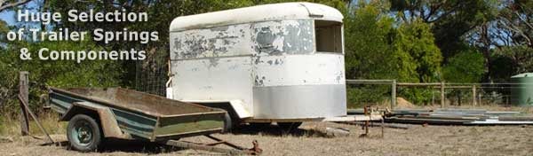 Online catalog of replacement trailer parts, including attaching kits, suspension hangers, trailer springs, equalizers, bearings, races, couplers, tie plates, trailer jacks, u-bolts, and trailer springs.